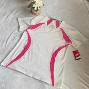 NWT New Balance Size M White & Pink Scrub Top